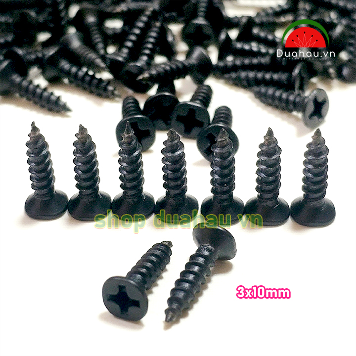 [1 ký] Vít Đầu Bằng 3x10mm ĐEN