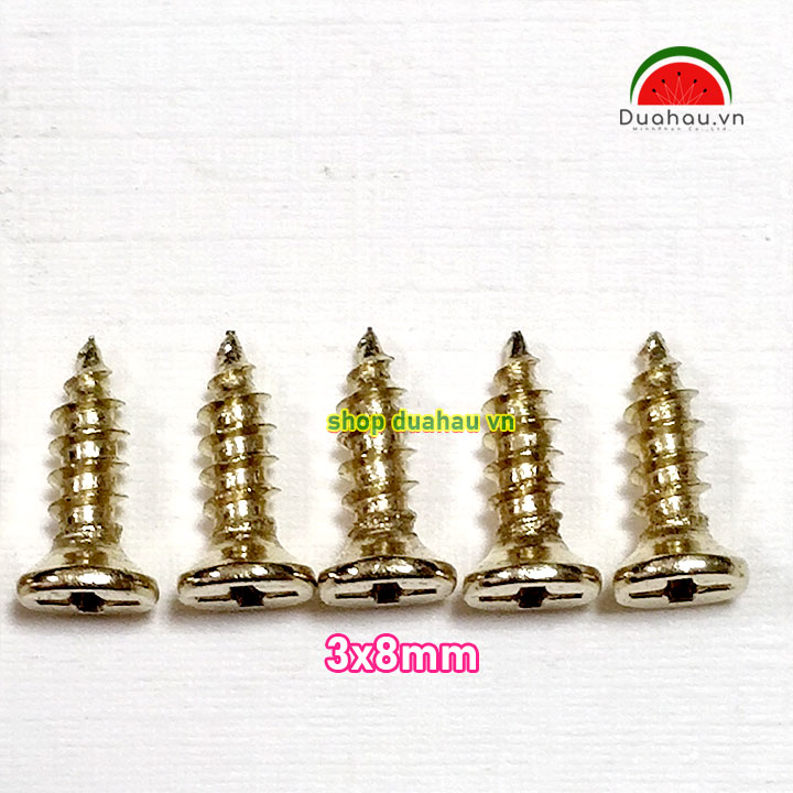 [1 ký] Vít 3x8mm Đầu Bằng - vàng Gold