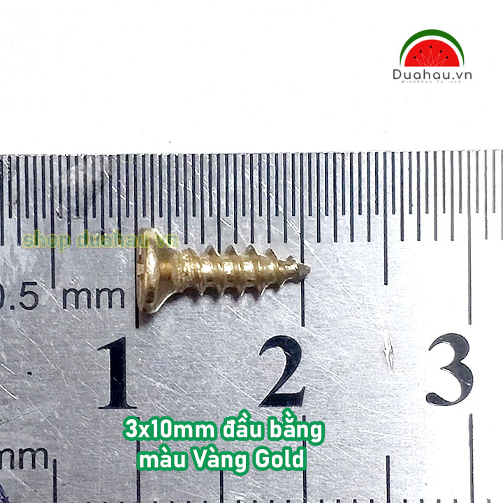 [1 ký] Vít 3x10mm Đầu Bằng - vàng Gold